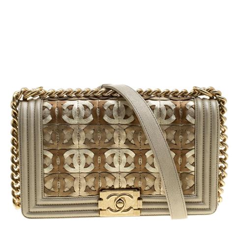 chanel bag beige gold cc cutout leather medium boy flap|Chanel le boy bag yupoo.